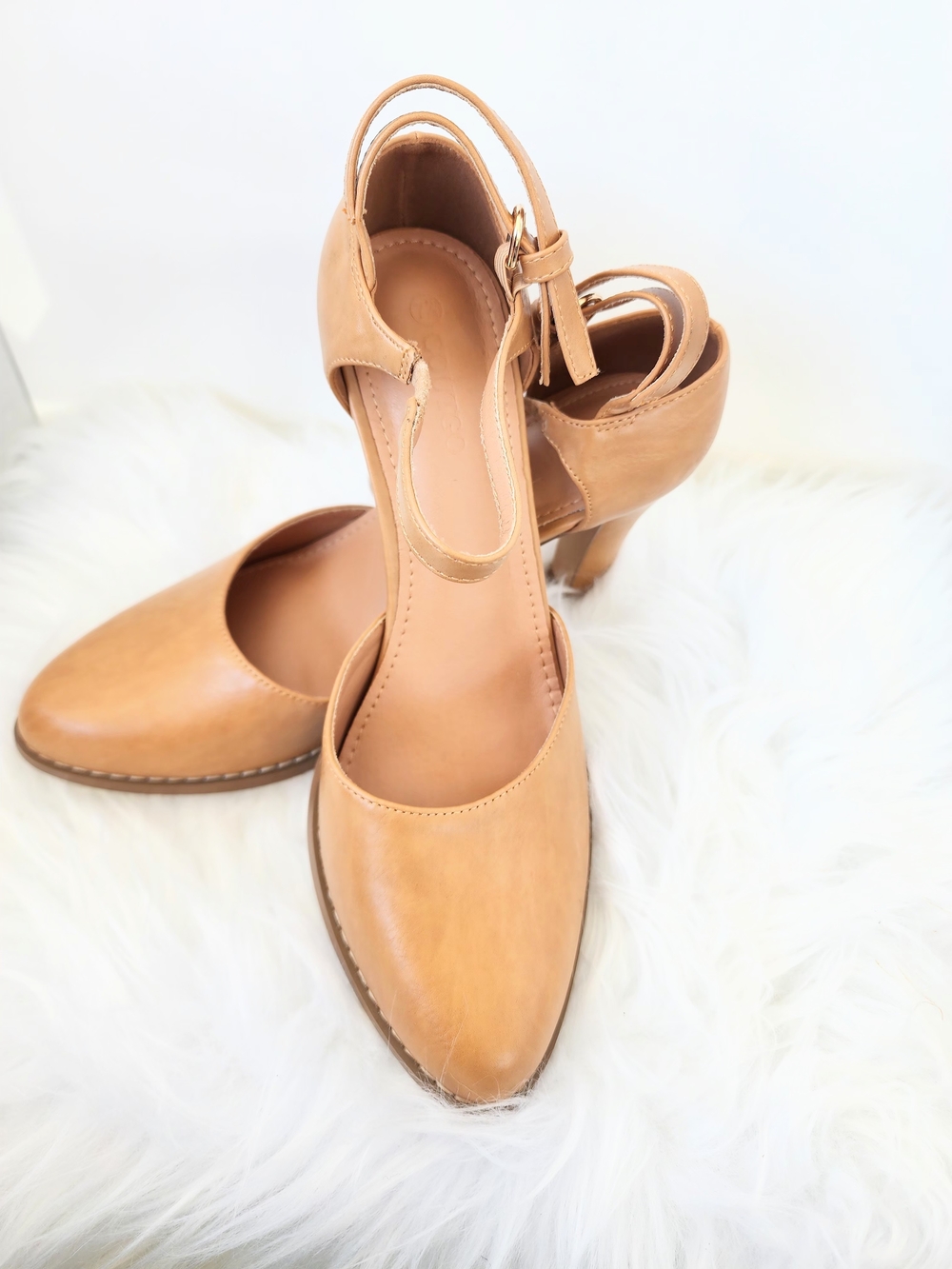 Coutgo Womens Brown Chunky High Heels 7.5